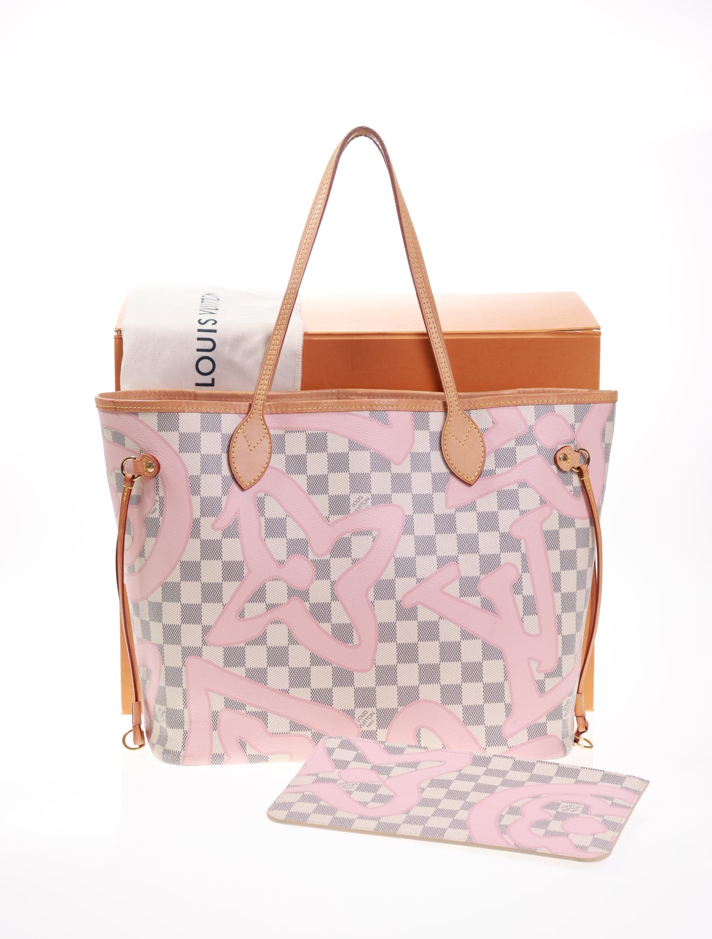 LOUIS VUITTON Neverfull MM Damier Azur Tahitienne Rose N41050