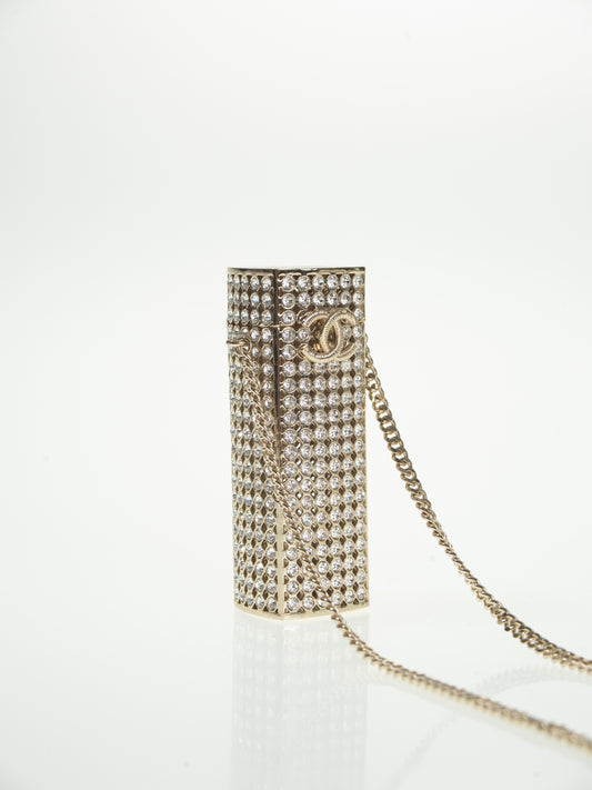 CHANEL LUXUS Halskette Strass Lipstick Holder Kette neuw.