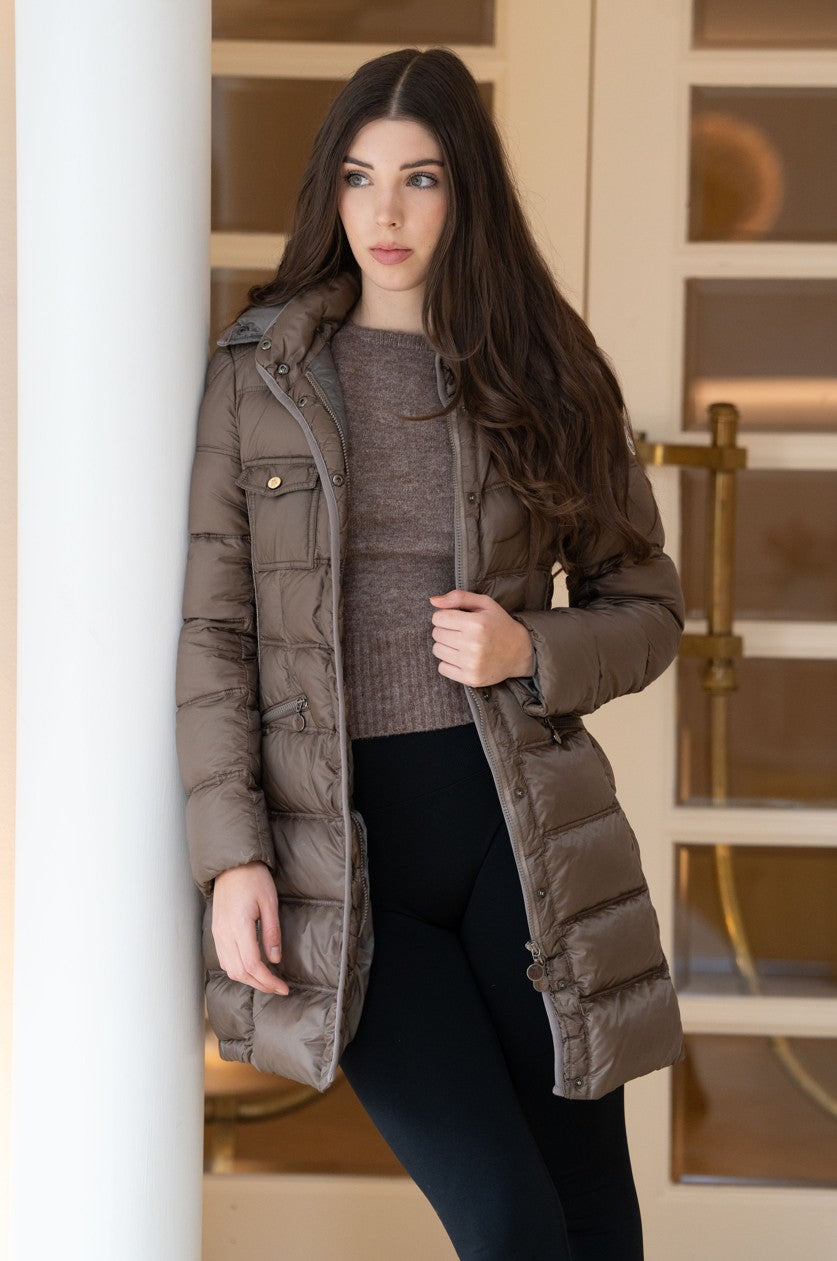 Moncler Romarin Daunenmantel Bronze Größe 1 - entspr. Gr. 36 bzw. S