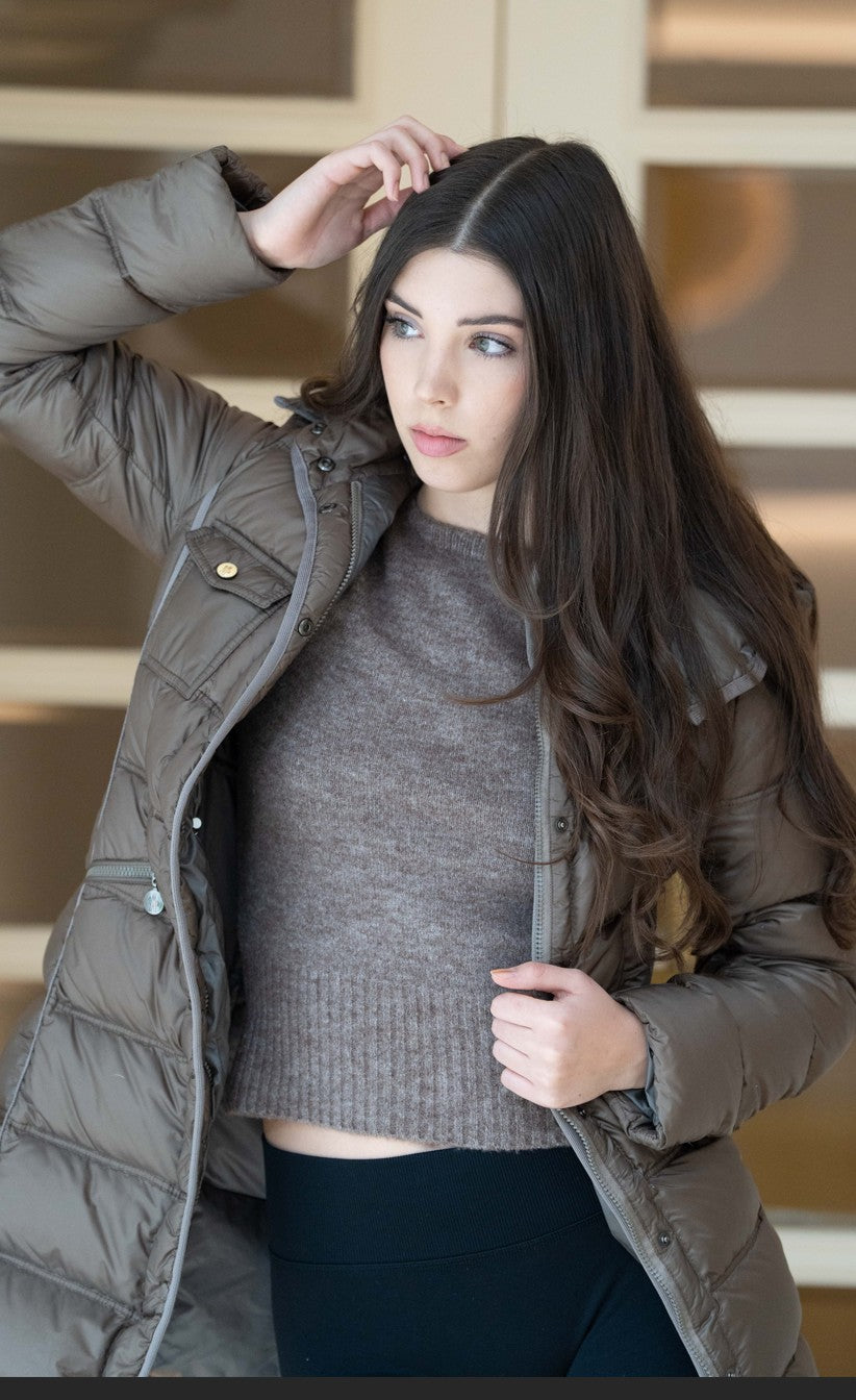 Moncler Romarin Daunenmantel Bronze Größe 1 - entspr. Gr. 36 bzw. S