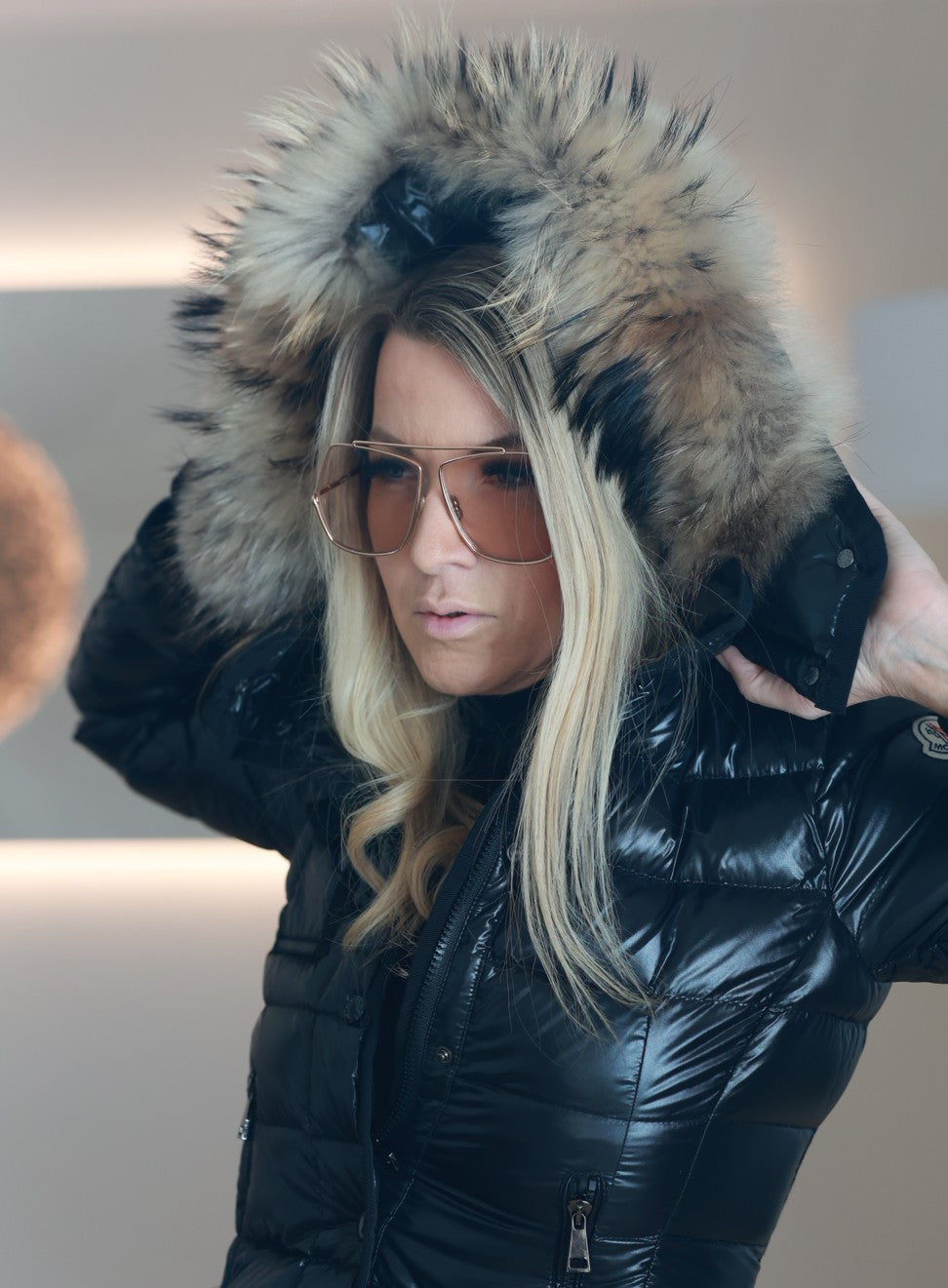 Moncler Armoise Daunenjacke Größe 0 XXL Pelz - Gr. 34 bzw. XS