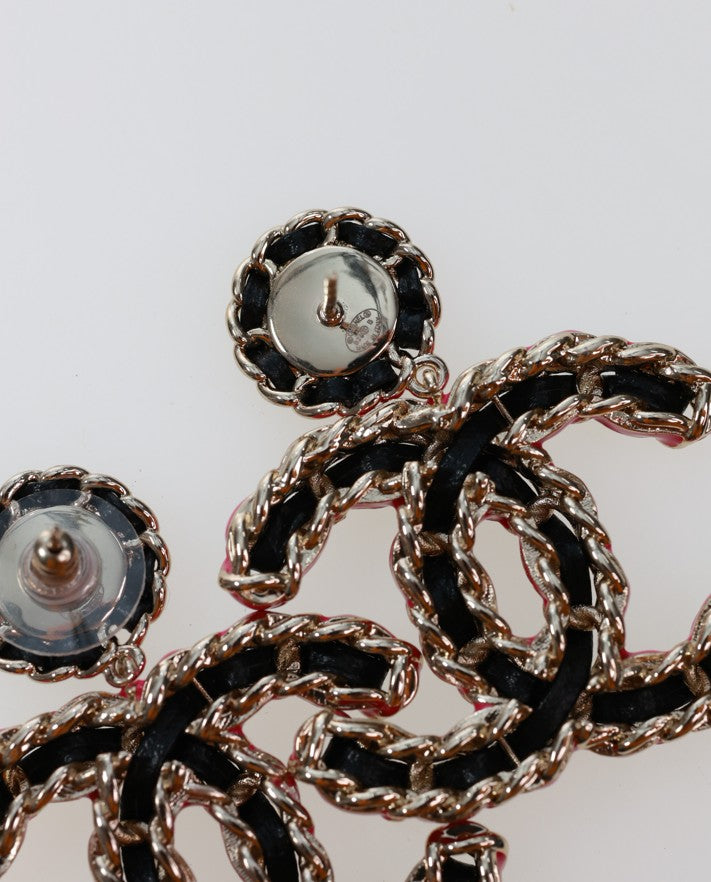 CHANEL orecchini orecchini a bottone XXL pendente cuore strass CC