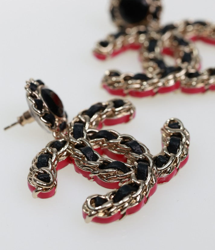 CHANEL orecchini orecchini a bottone XXL pendente cuore strass CC