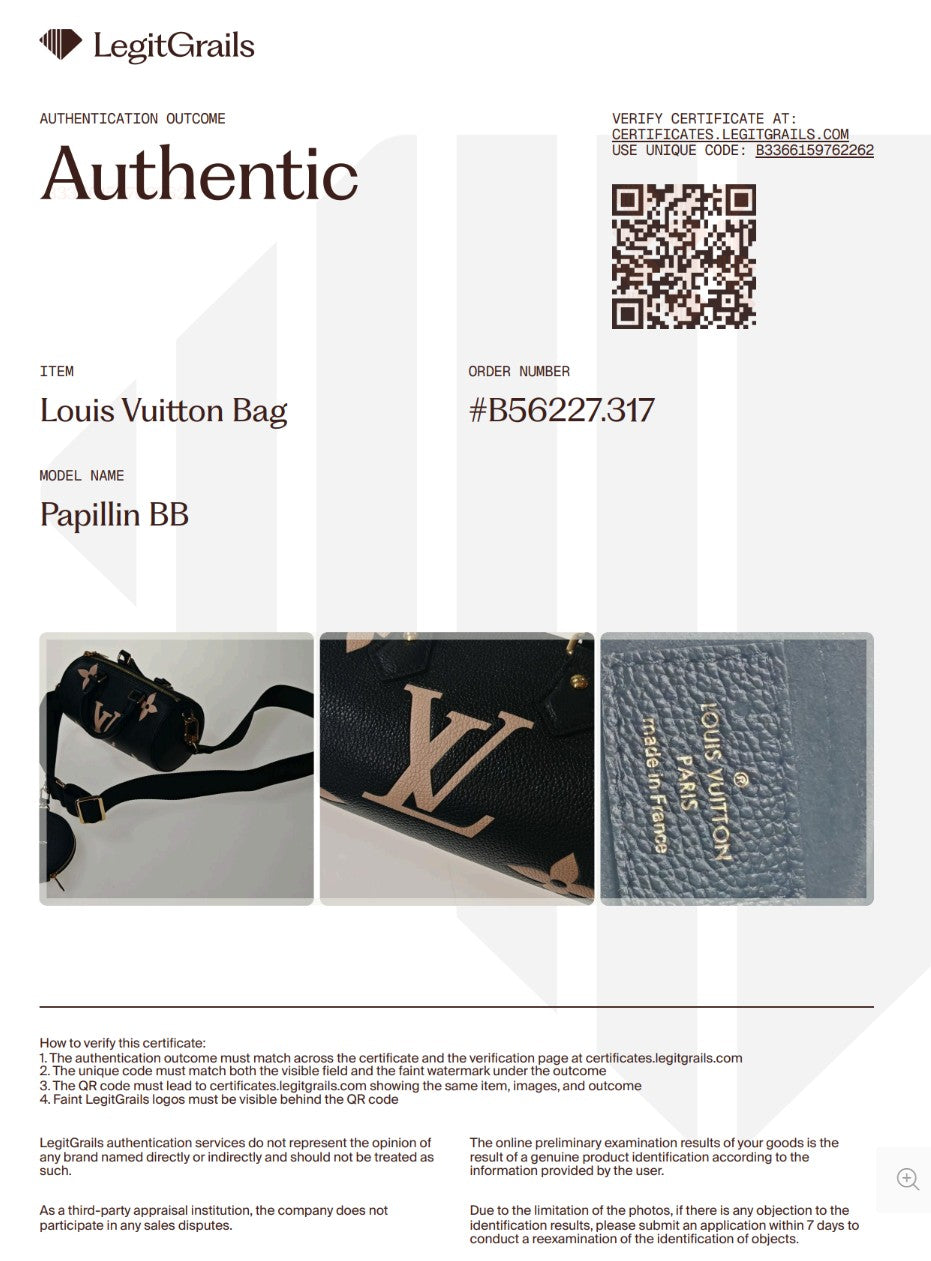 LOUIS VUITTON Papillon BB Monogram Schwarz/Creme Bicolor neuw.