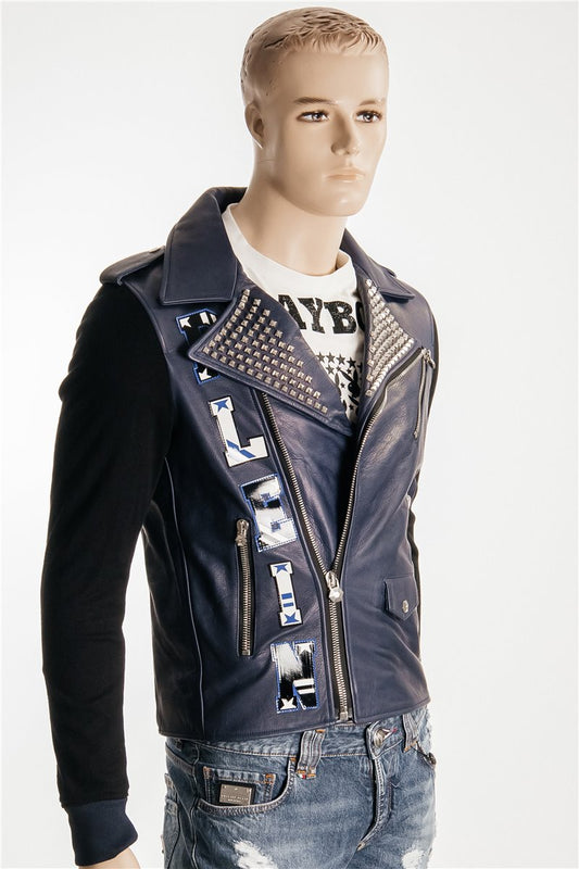 PHILIPP PLEIN leather jacket jacket size. L rivets
