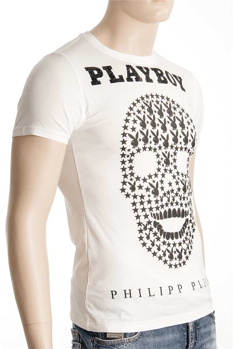 PHILIPP PLEIN Shirt Playboy Skull Size M rhinestones