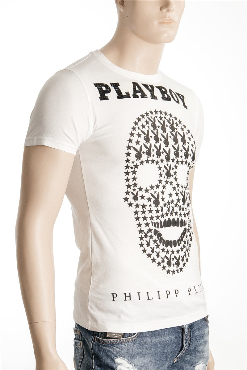 PHILIPP PLEIN Shirt Playboy Skull Size M rhinestones