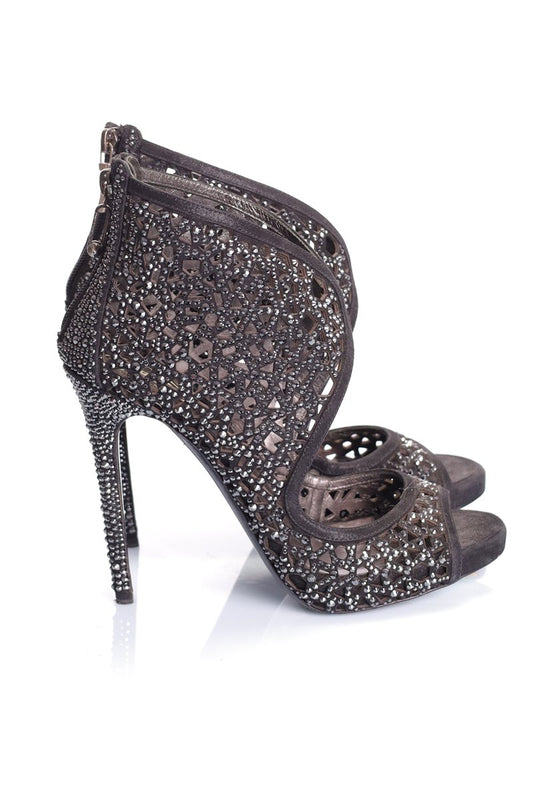 PHILIPP PLEIN high heels sandals black with rhinestones size. 40