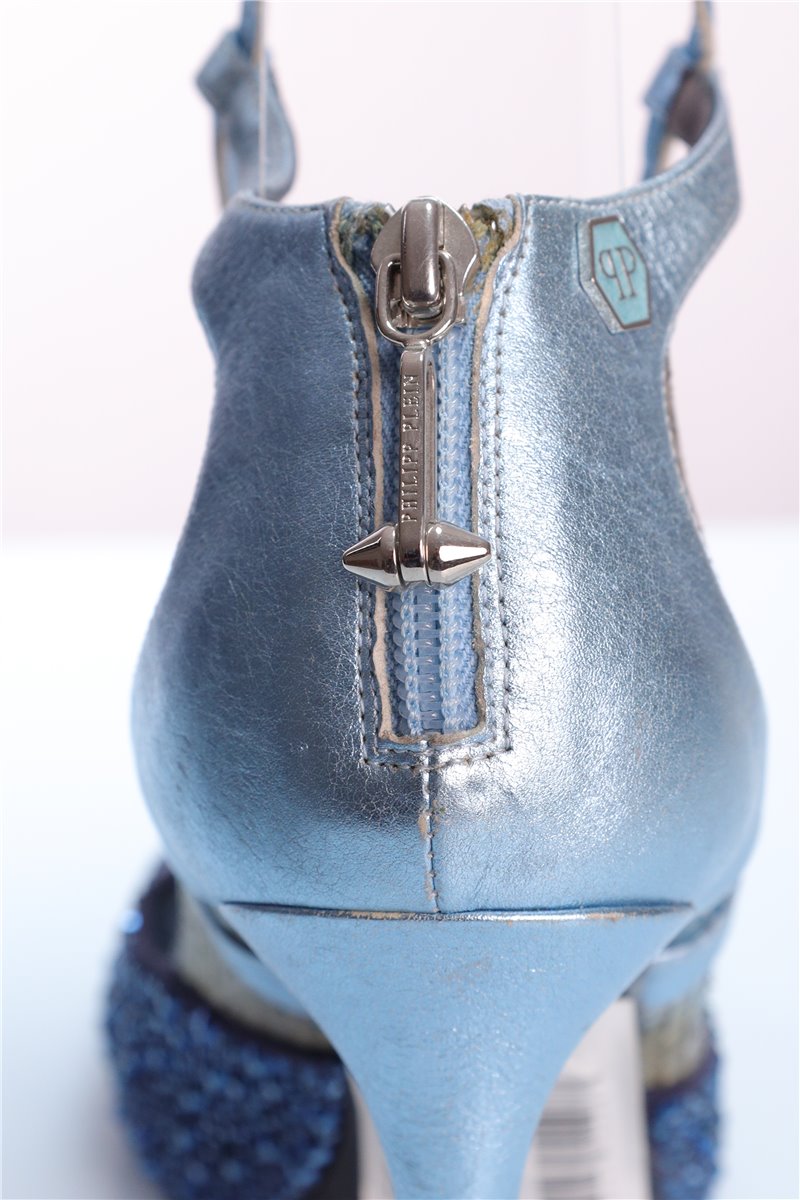 PHILIPP PLEIN sandals blue with rhinestones size. 40