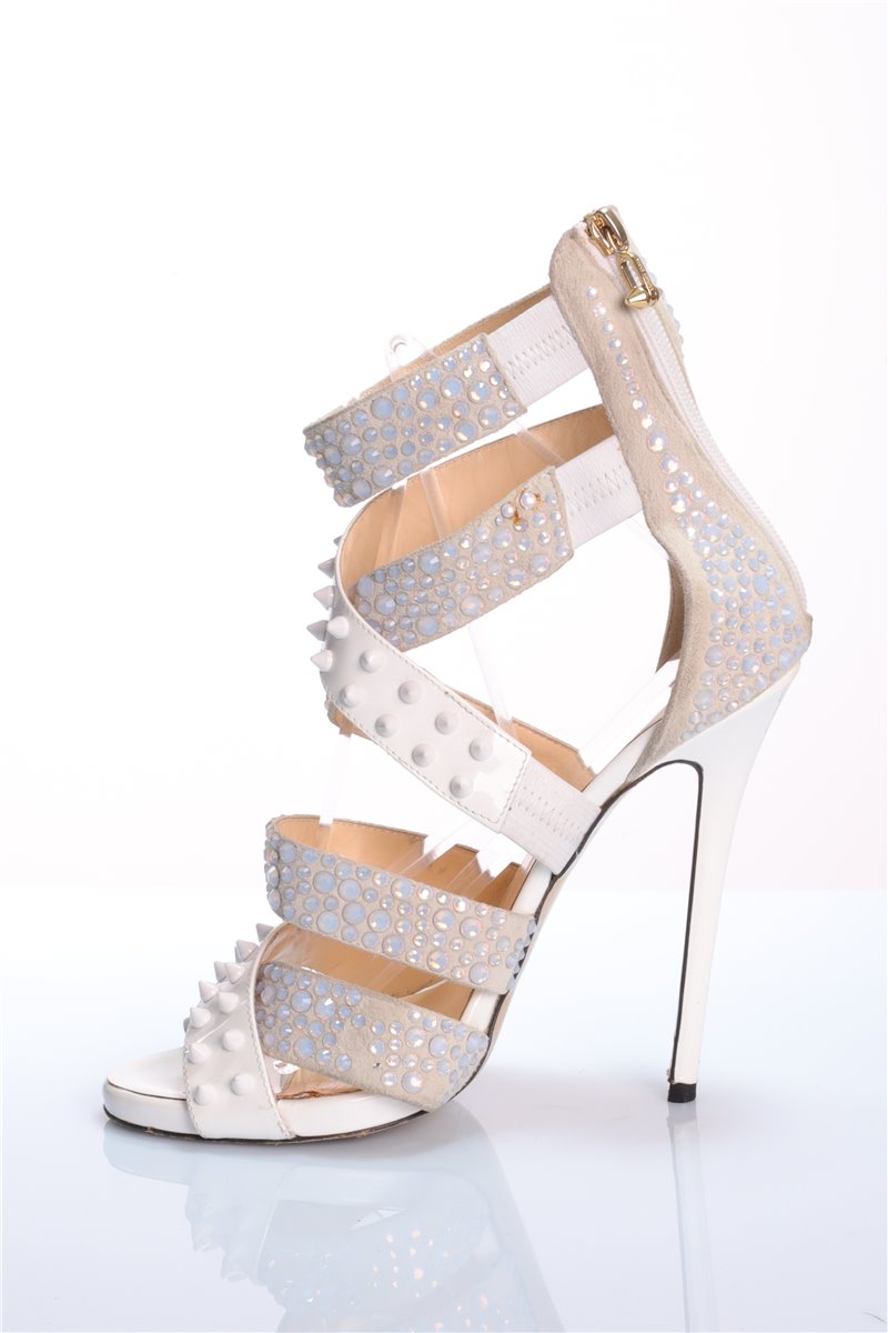 PHILIPP PLEIN sandals white with rhinestones and rivets size. 40