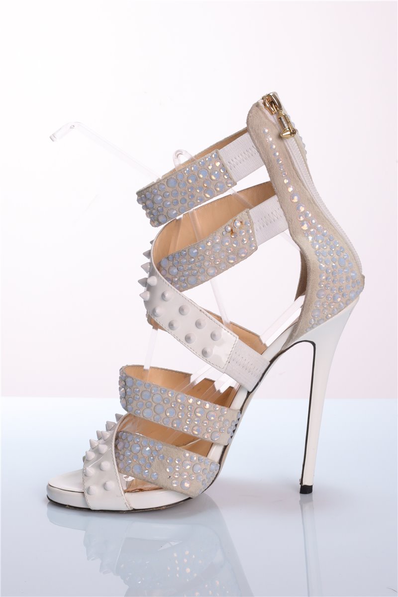 PHILIPP PLEIN sandals white with rhinestones and rivets size. 40