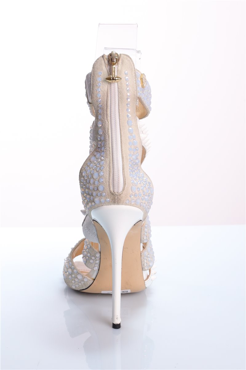 PHILIPP PLEIN sandals white with rhinestones and rivets size. 40
