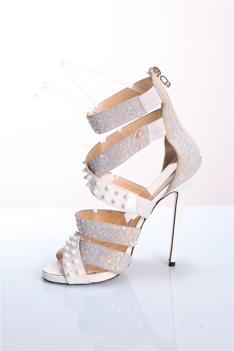 PHILIPP PLEIN sandals white with rhinestones and rivets size. 40