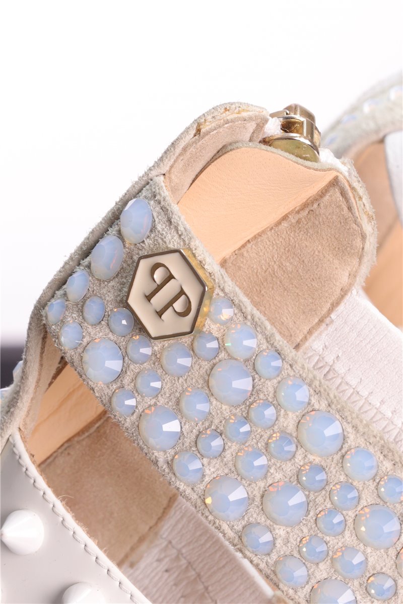 PHILIPP PLEIN sandals white with rhinestones and rivets size. 40