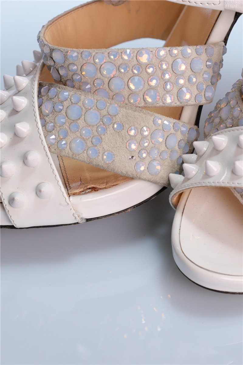 PHILIPP PLEIN sandals white with rhinestones and rivets size. 40
