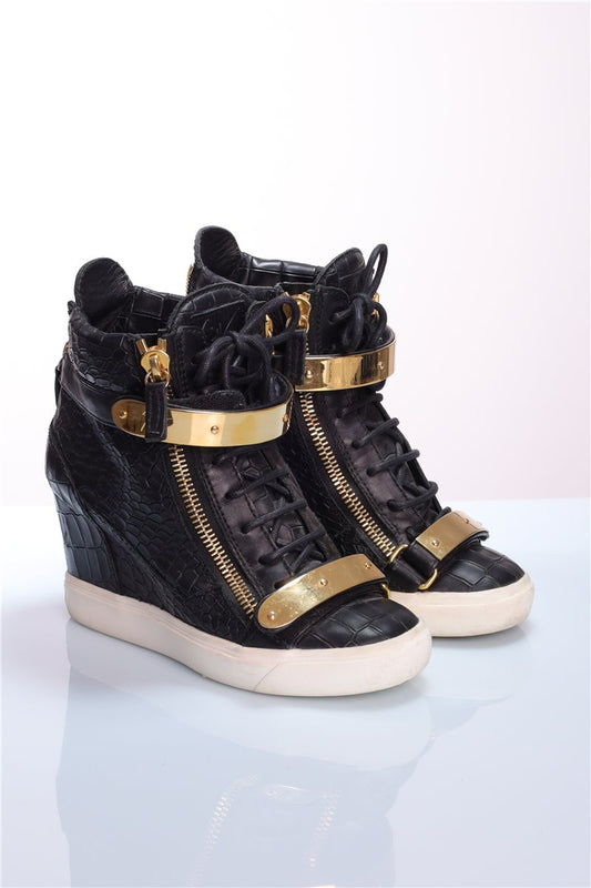 GIUSEPPE ZANOTTI sneakers high sneakers black gold size. 37