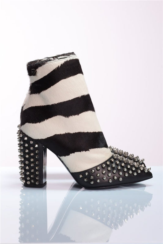 PHILIPP PLEIN ankle boots black zebra rivets size. 37