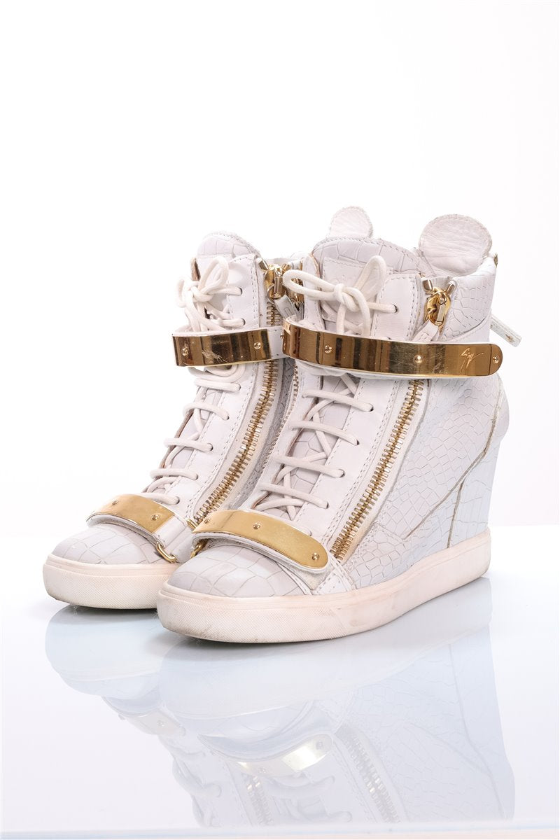 GIUSEPPE ZANOTTI Sneakers heels white gold size. 41