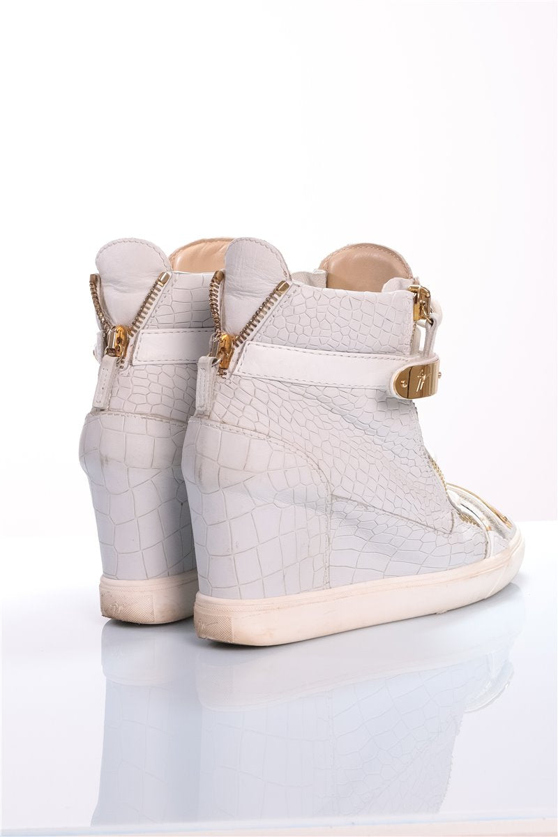 GIUSEPPE ZANOTTI Sneakers heels white gold size. 41