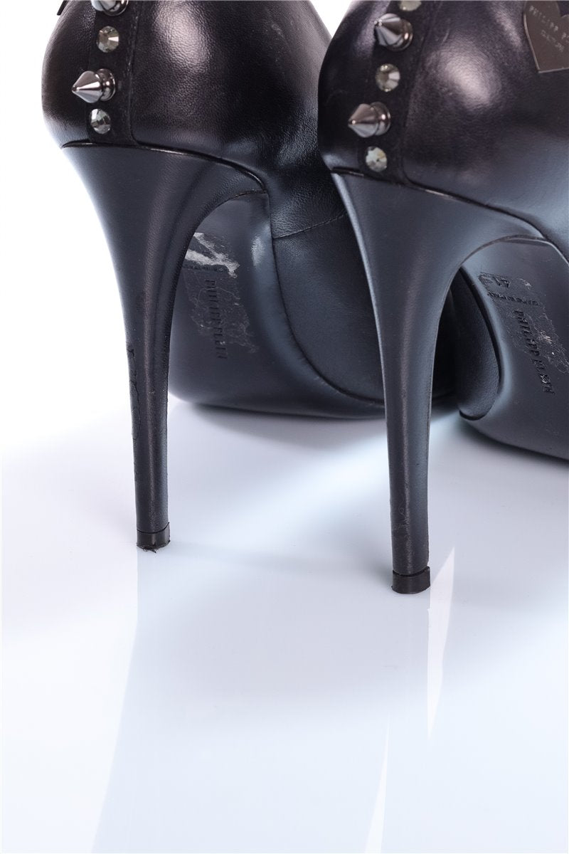 PHILIPP PLEIN décolleté tacchi a spillo neri rivetti strass taglia. 41