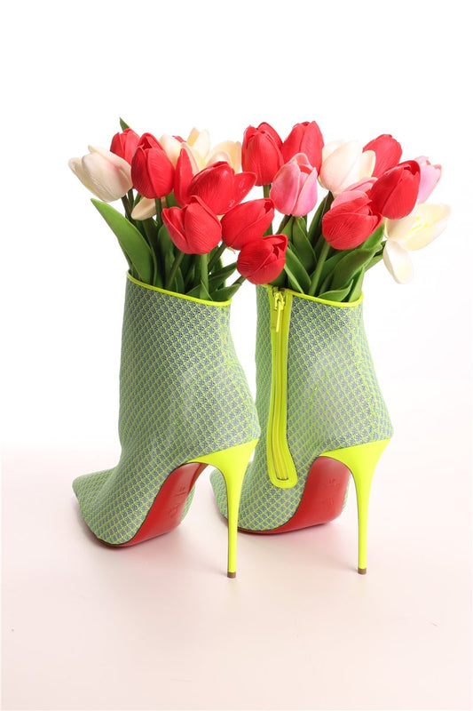 CHRISTIAN LOUBOUTIN ankle boots neon green size. 41 Gipsybootie