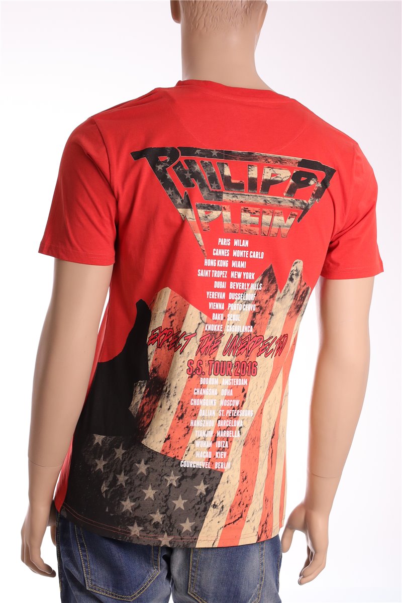 PHILIPP PLEIN T-shirt camicia rossa taglia. L'edizione Hip Rock