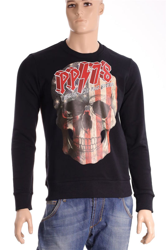 PHILIPP PLEIN felpa camicia nera taglia. L Hip Rock Edition Il pullover con foto