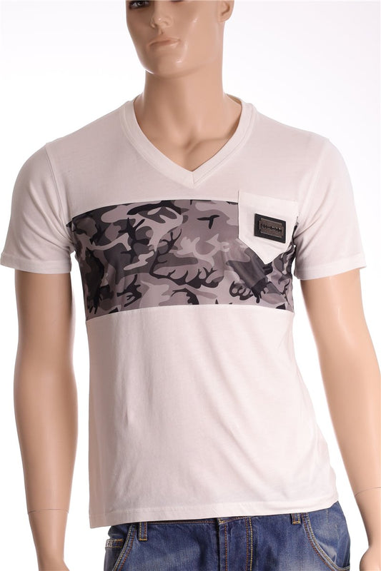 PHILIPP PLEIN Sport T-Shirt Shirt off-white size. L Stripe V-Neck