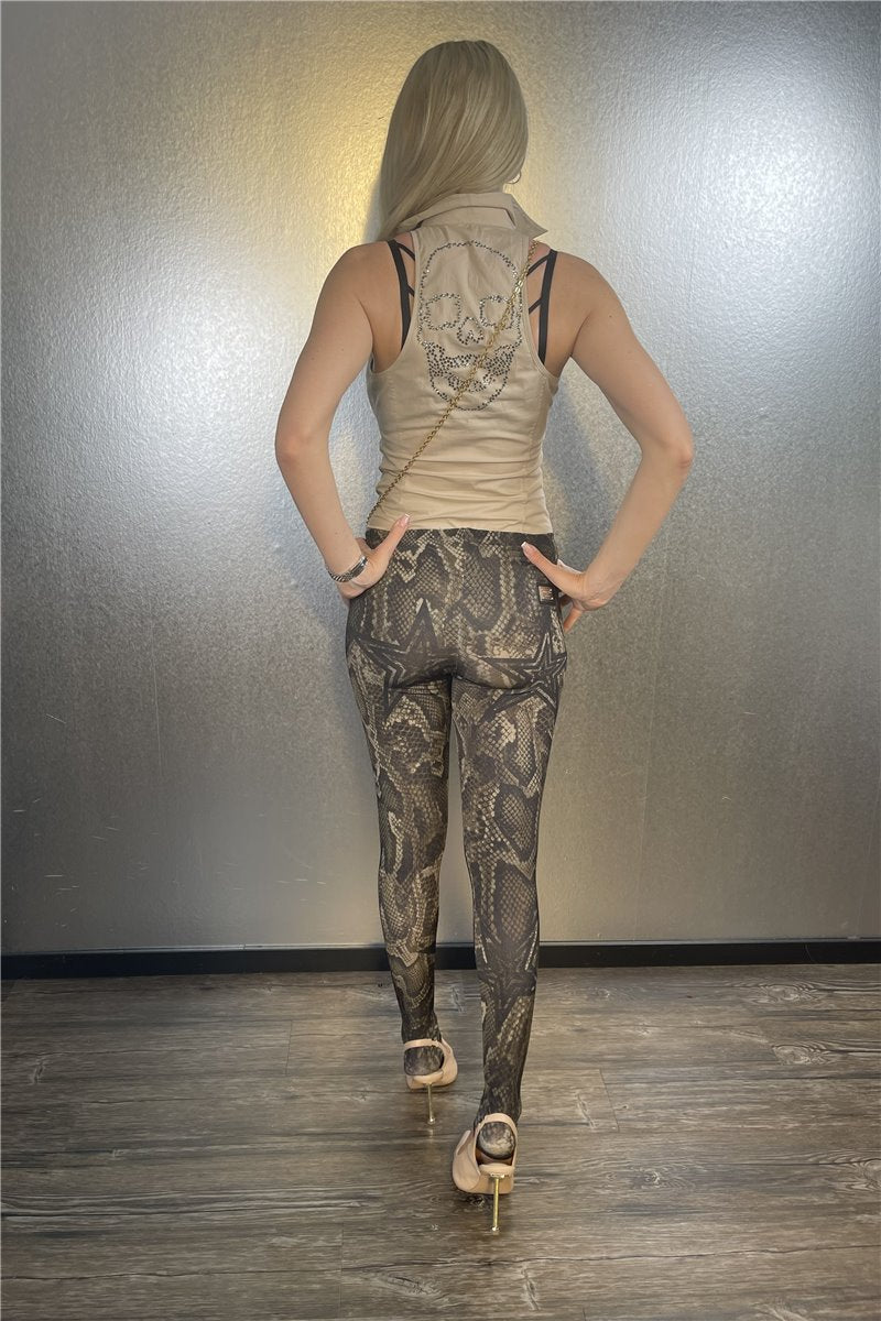 PHILIPP PLEIN Body ärmellos beige SKULL schwarze Spitze  Gr. XS/S