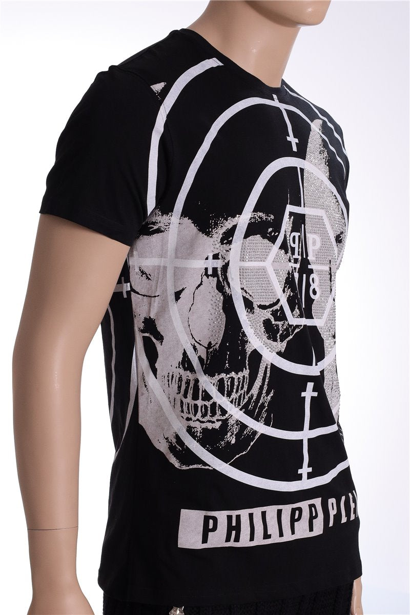 PHILIPP PLEIN T-Shirt Target Engaged schwarz Strasssteine Gr. XL
