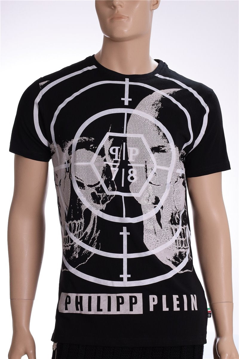 PHILIPP PLEIN T-Shirt Target Engaged black rhinestones size. XL