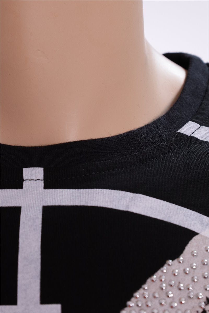 PHILIPP PLEIN T-shirt Target Engaged taglia strass neri. XL