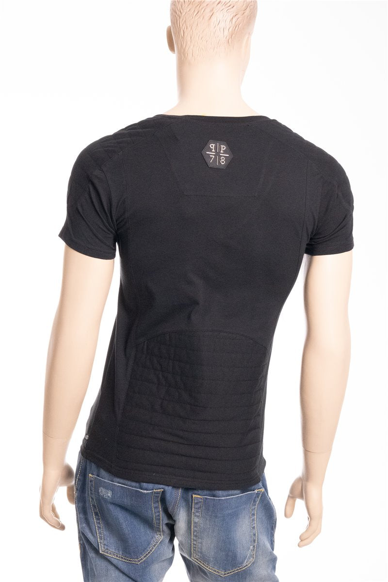 PHILIPP PLEIN T-shirt patch V-neck black rhinestones size. M