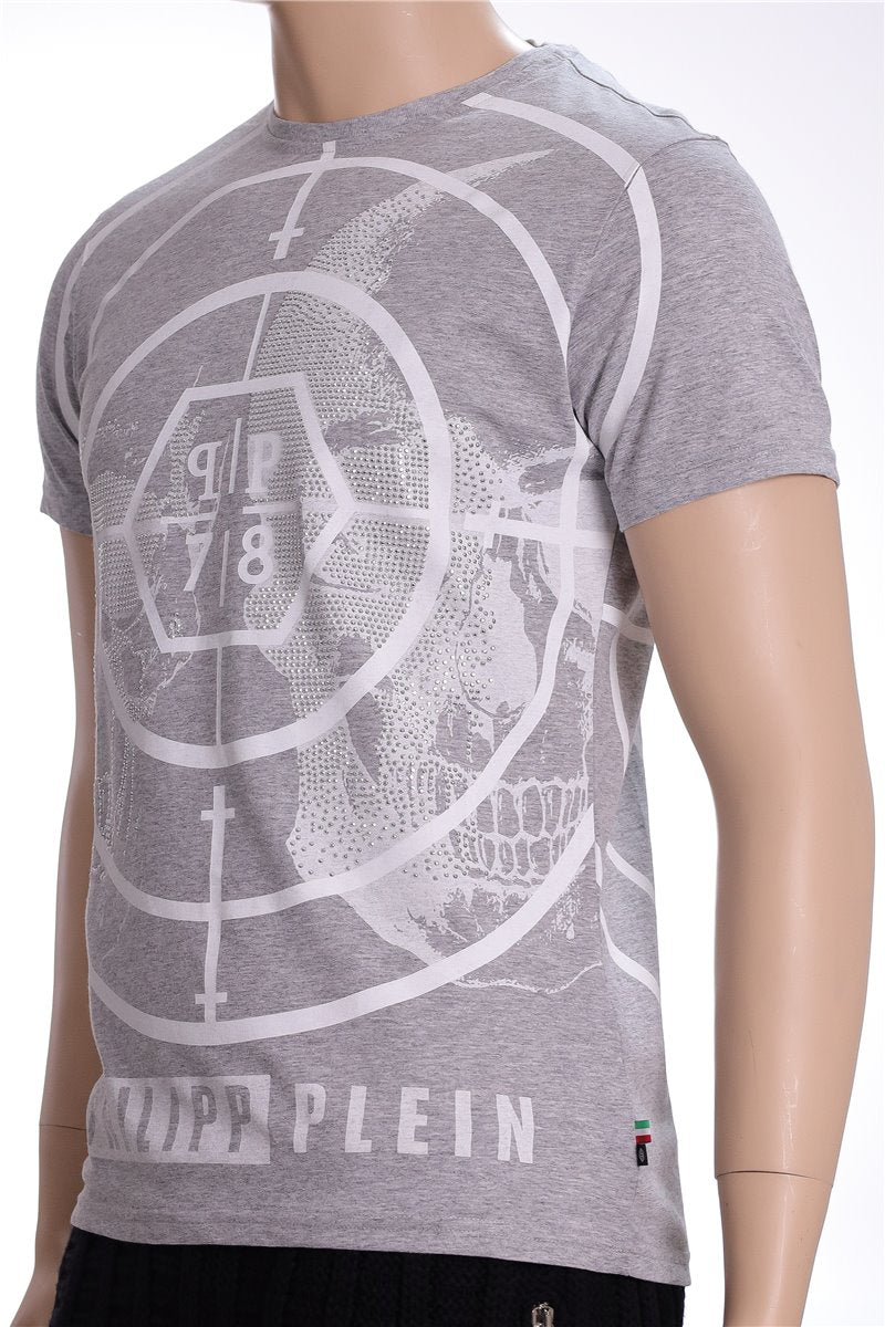 PHILIPP PLEIN Shirt Target Engaged grau Strasssteine Gr. M