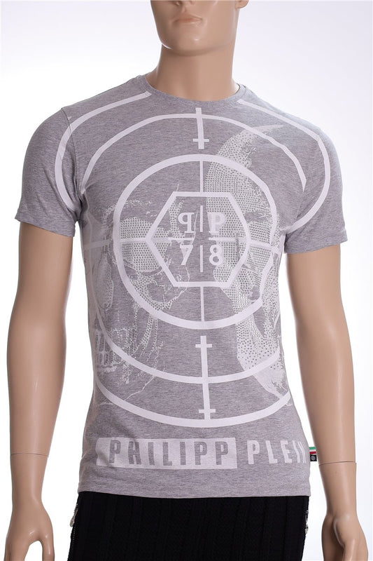 PHILIPP PLEIN T-Shirt Target Engaged gray rhinestones size. M
