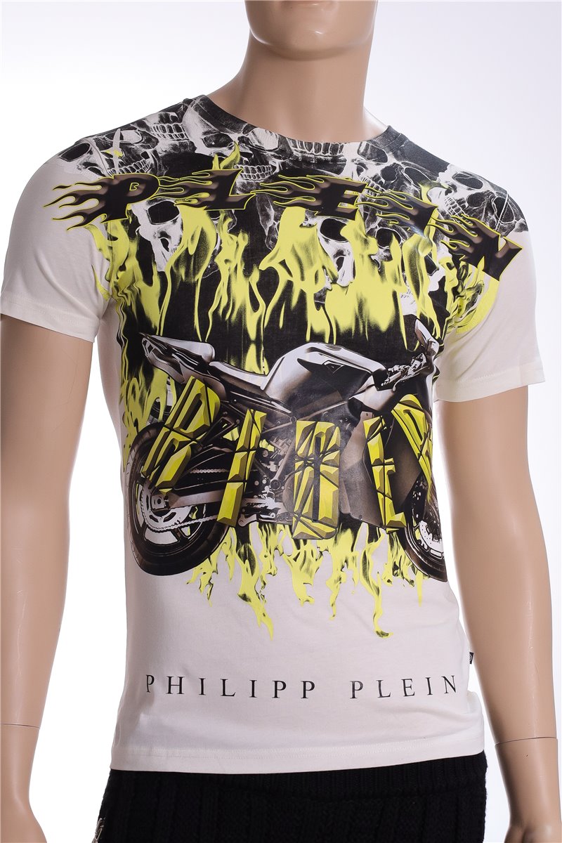 PHILIPP PLEIN T-Shirt motorcycle motor cycle off white size. M