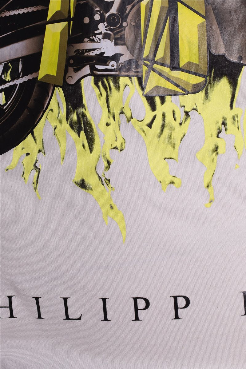 PHILIPP PLEIN T-Shirt motorcycle motor cycle off white size. M