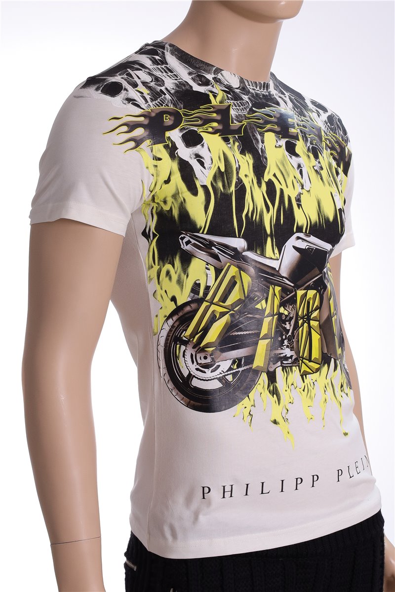PHILIPP PLEIN T-shirt moto motocicletta taglia bianca. M