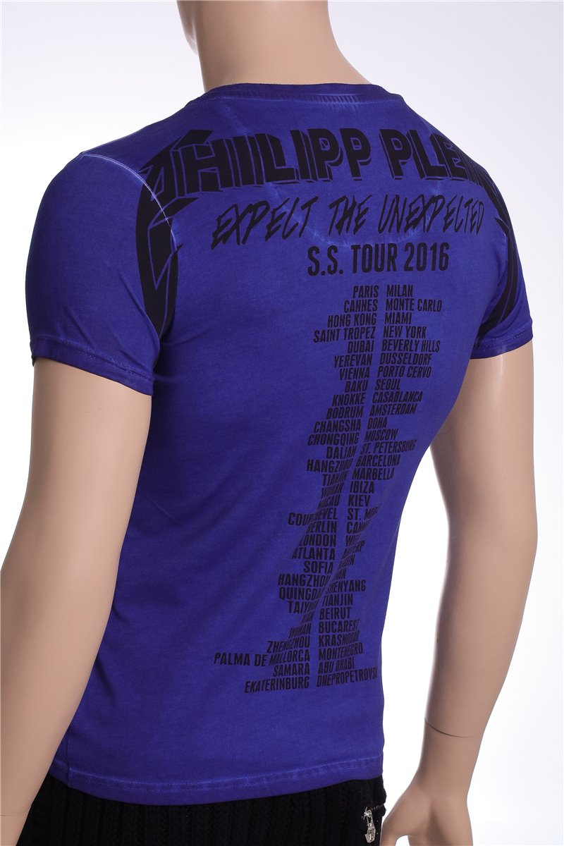 PHILIPP PLEIN T-Shirt blue Plein is punk rhinestones size. S