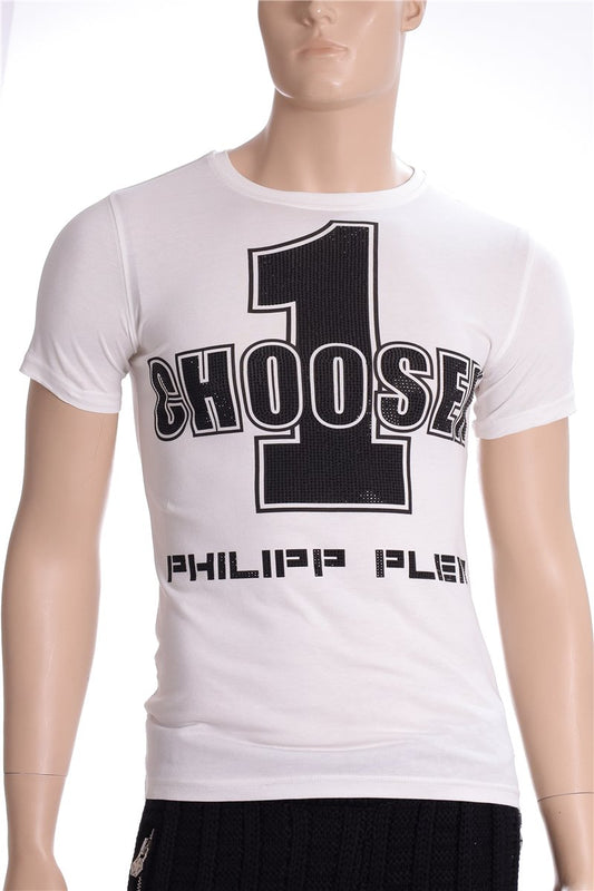 PHILIPP PLEIN T-shirt white Choosen 1 rhinestones size. S