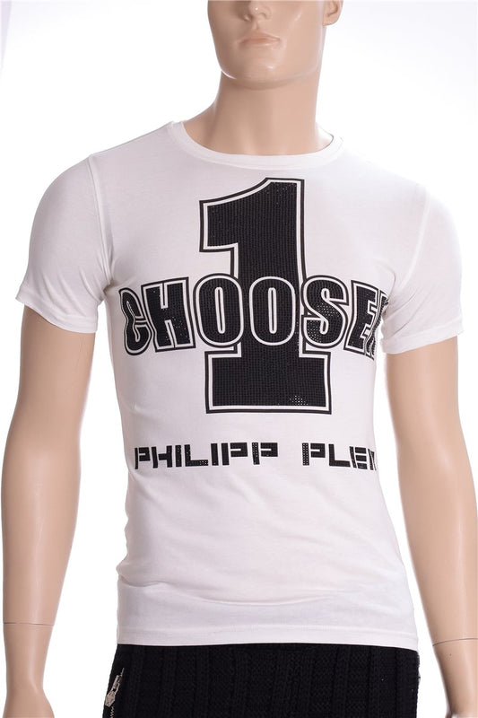 PHILIPP PLEIN T-Shirt weiss Choosen 1 Strass Steine  Gr. S