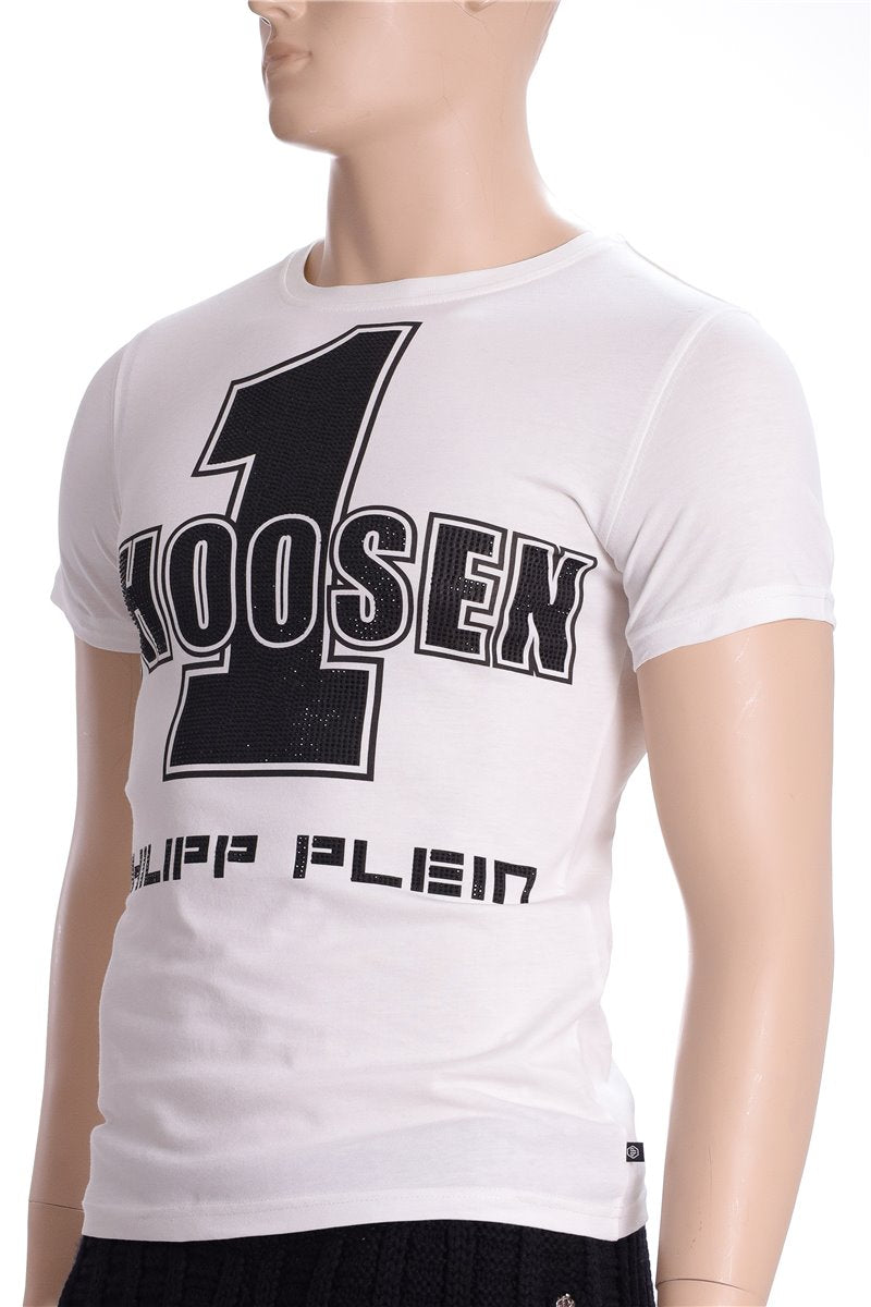 PHILIPP PLEIN T-shirt white Choosen 1 rhinestones size. S