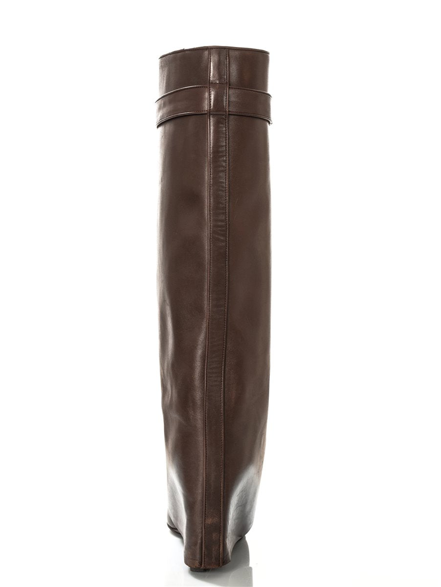 GIVENCHY Shark Lock Boots Leather Brown-Marron Size. 41
