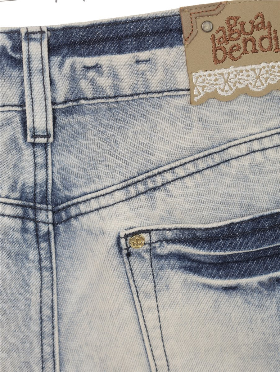 AGUA BENDITA Hotpants Jeans mit Blumen Shorts Gr. XS/S