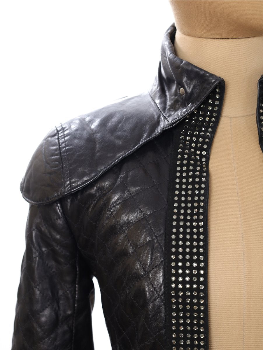 PHILIPP PLEIN leather jacket WILD size. XS/S as new Crystals